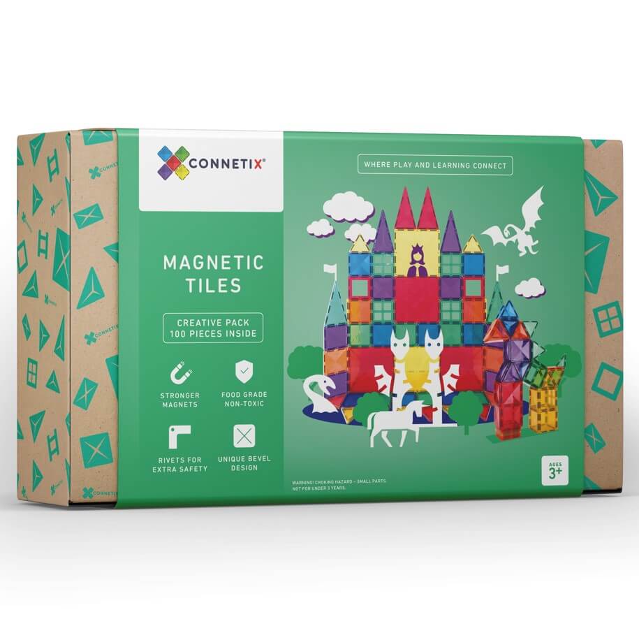 100 Piece Pack Magnet Tiles - Rainbow